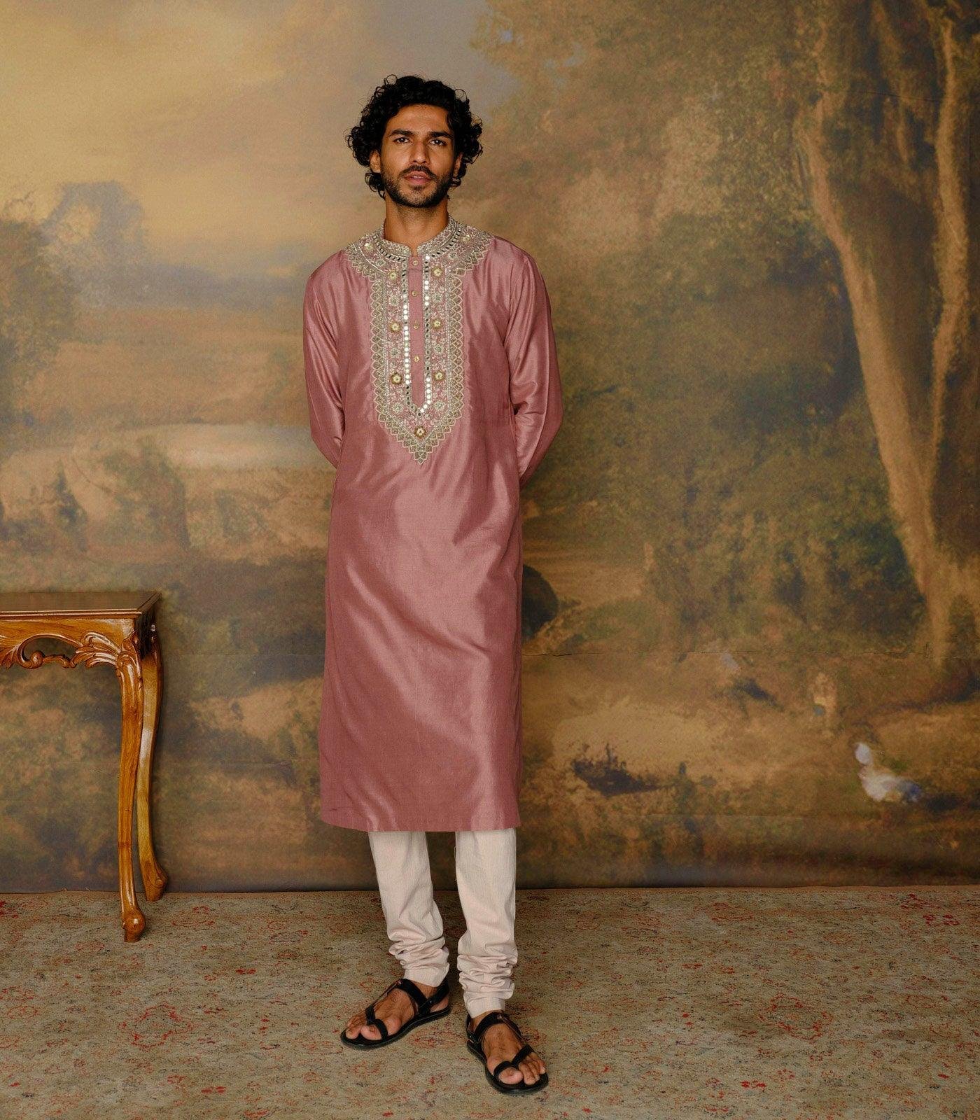 Peach Embroidered Kurta Set - Jayanti Reddy